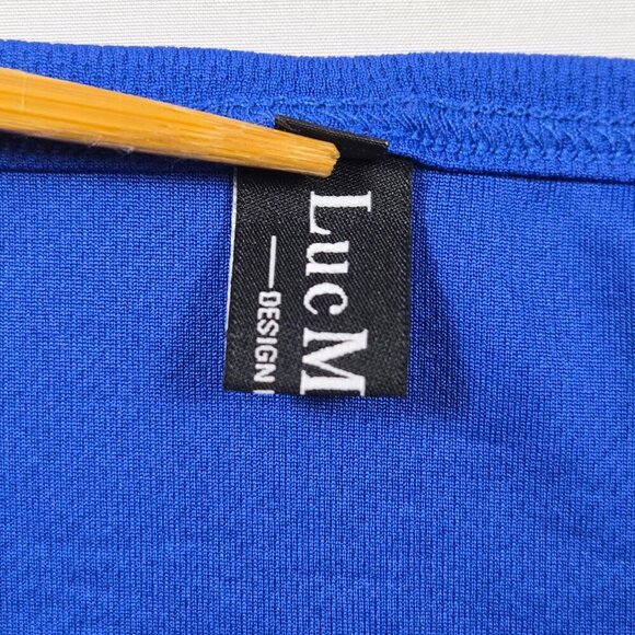 Luc Matton XL Blue Kente Cloth Dashiki Style Tee African Heritage Tribal Print - Picture 8 of 11